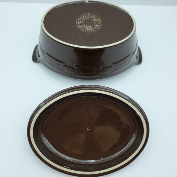 Longaberger Woven Traditions Chocolate Brown Small Oval Casserole Baking Dish - Picture 5 of 7